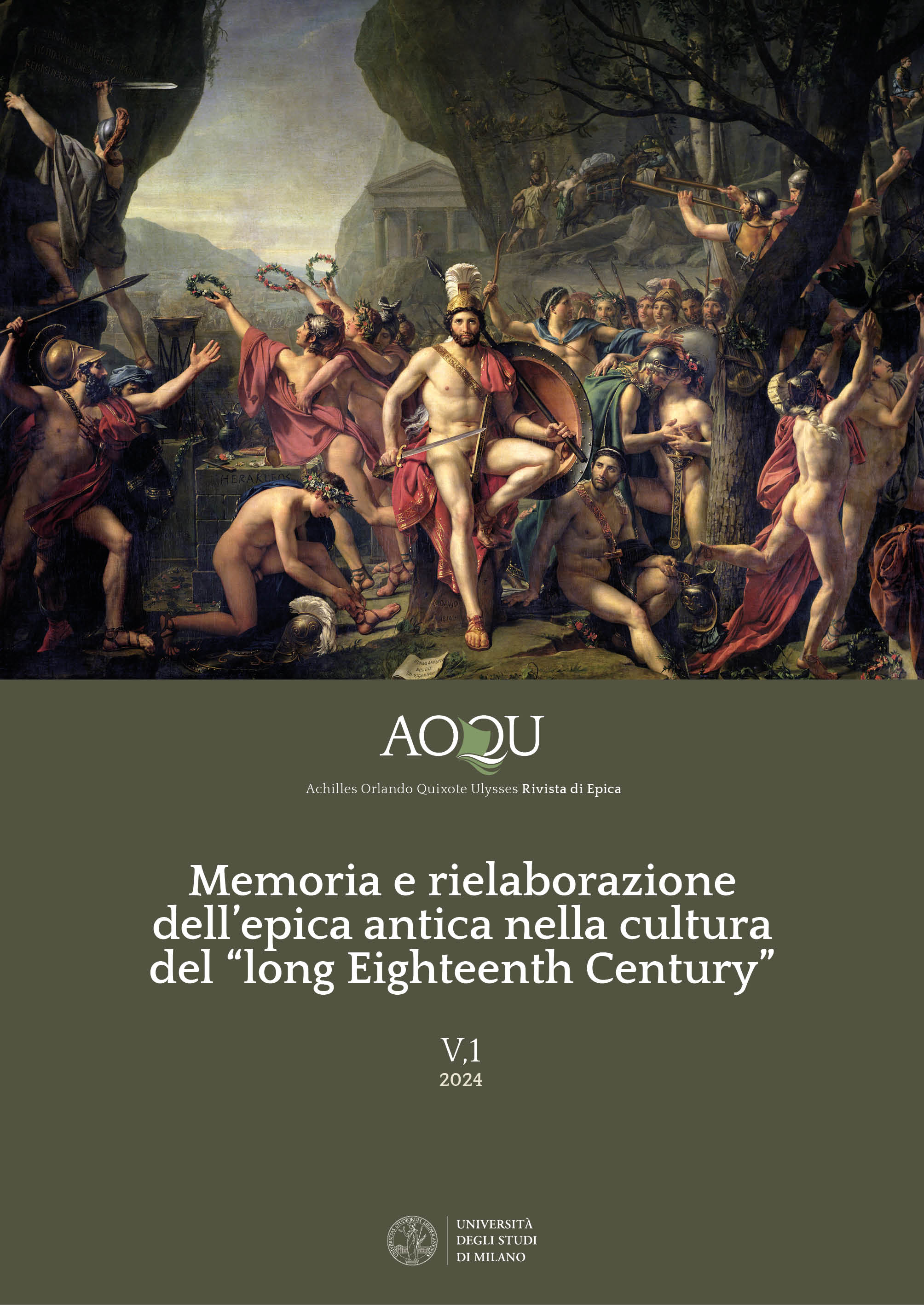 CFP rivista AOQU &quot;Memoria e rielaborazione dell&#039;epica antica nella cultura del «long Eighteenth Century»&quot;